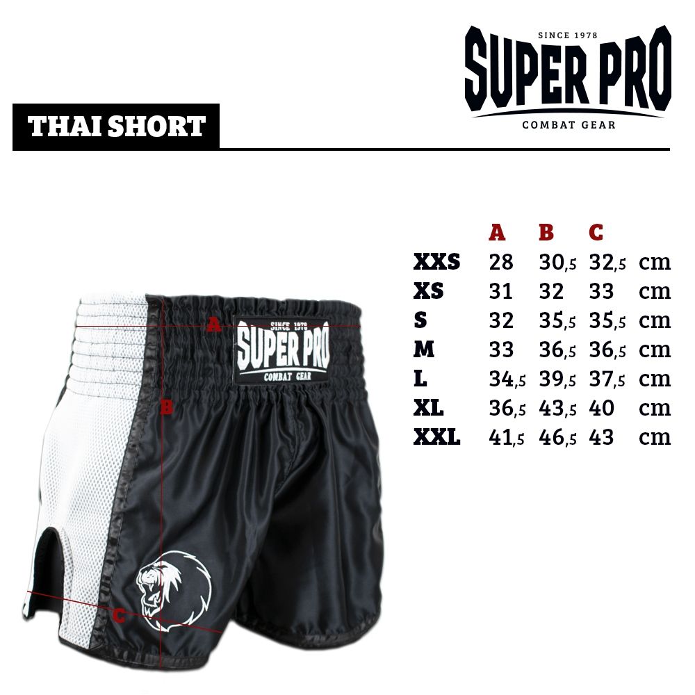 Super Pro Combat Gear Kickbox-Shorts - Thai- und Kickboxshort Brave - Schwarz / Weiß Super Pro Combat Gear Kickbox-Shorts - Thai- und Kickboxshort Brave - Schwarz / Weiß
