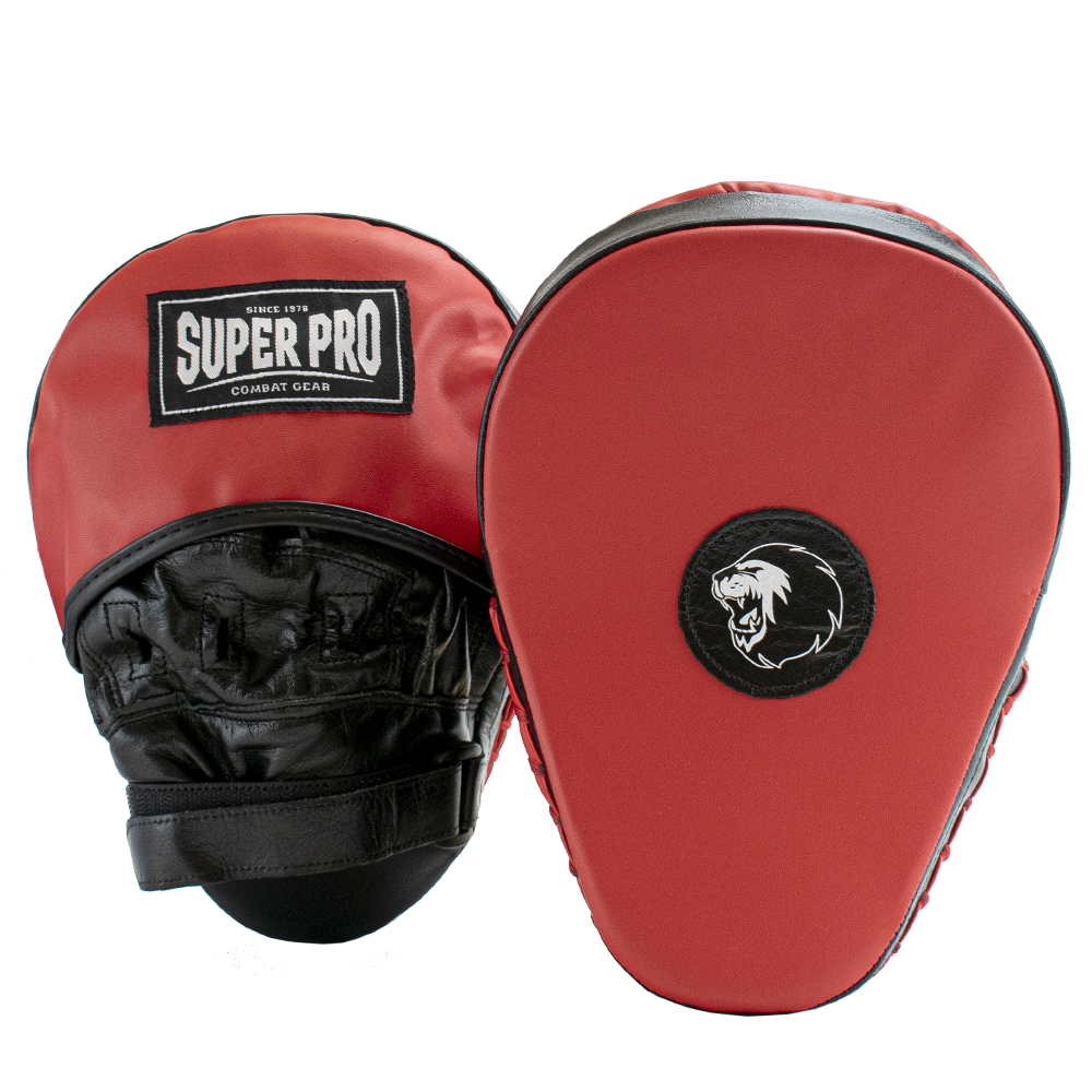 Super Pro Combat Gear Schlagpolster - Leder Gebogen Hook and Jab Pad - Rot / Schwarz Super Pro Combat Gear Schlagpolster - Leder Gebogen Hook and Jab Pad - Rot / Schwarz
