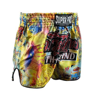 Super Pro Combat Gear Muay-Thai-Shorts - Pattaya Made In Thailand - Schwarz / Gelb