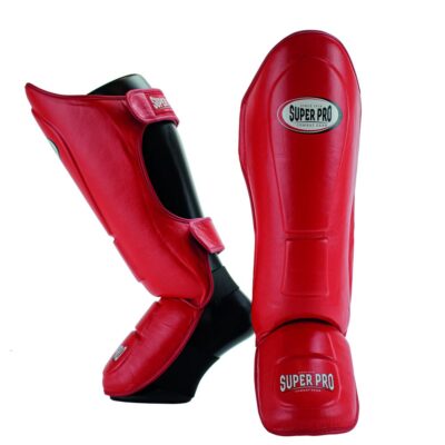 Super Pro Combat Gear Schienbein- und Spannschutz - Thai pro Shin Guard S - Rot / Schwarz