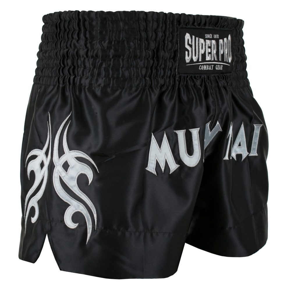 Super Pro Combat Gear Muay-Thai-Shorts - Fighter L - Schwarz / Silber