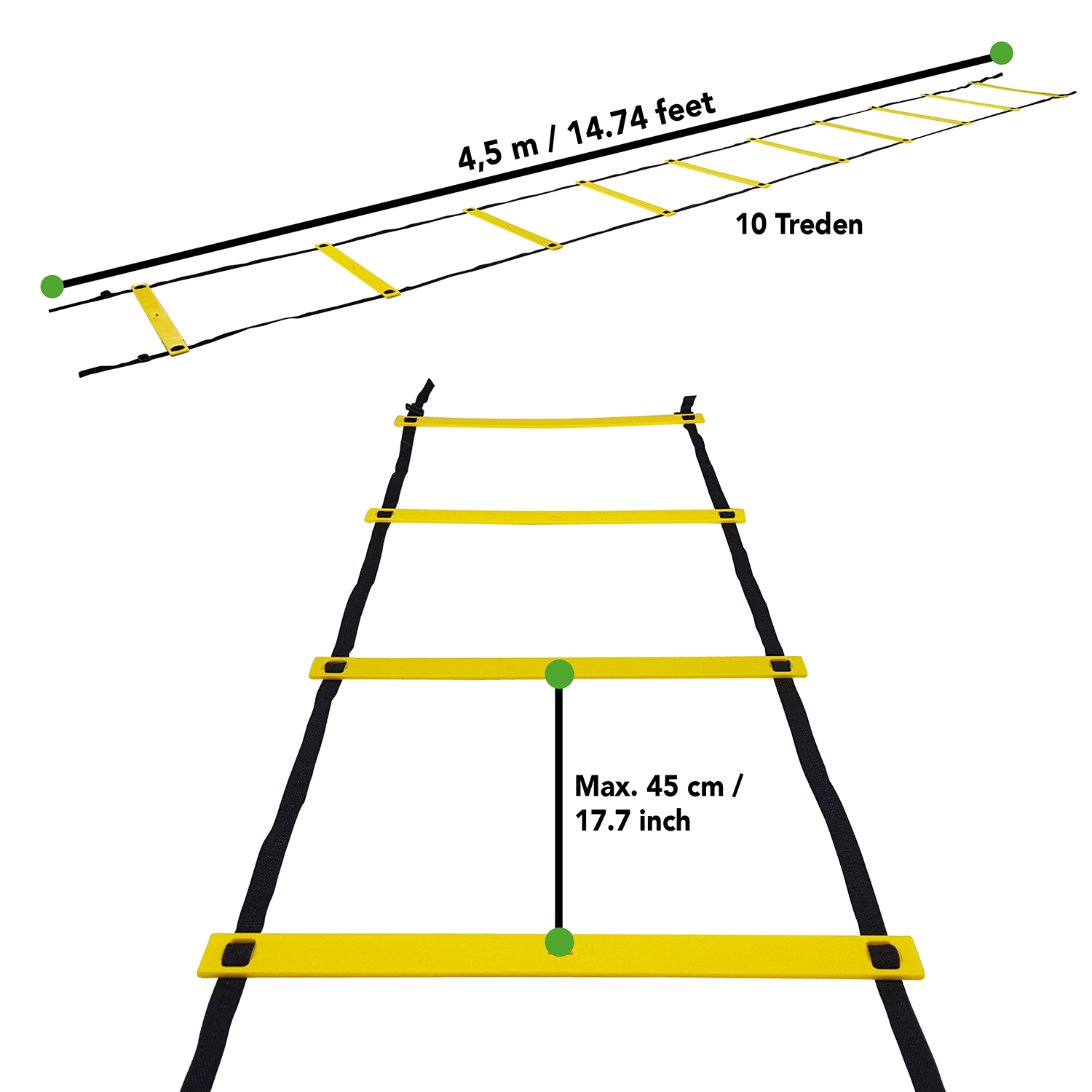 Tunturi - Agility-Leiter 4.5m - Schwarz / Gelb Tunturi - Agility-Leiter 4.5m - Schwarz / Gelb