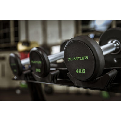 Tunturi Hantelset - Pro PU Kurzhantelset 2 bis 12 kg - Schwarz