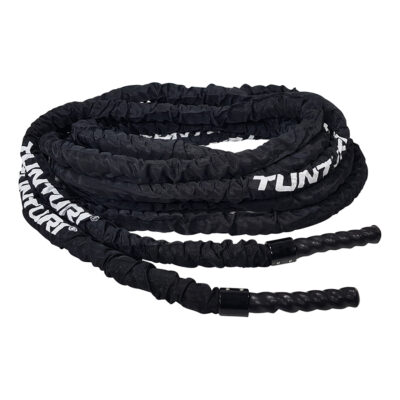 Tunturi Battlerope - Pro Battle Rope mit Schutz 15m - Schwarz