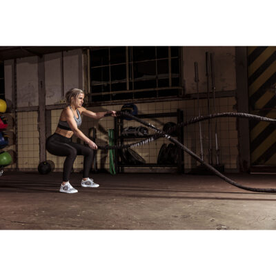 Tunturi Battlerope - Pro Battle Rope mit Schutz 15m - Schwarz