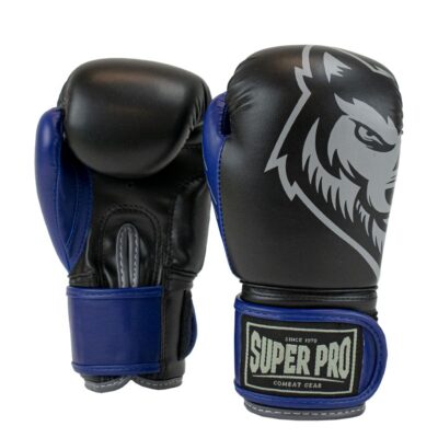 Super Pro Combat Gear Boxhandschuhe - Wolf - Blau / Grau / Schwarz