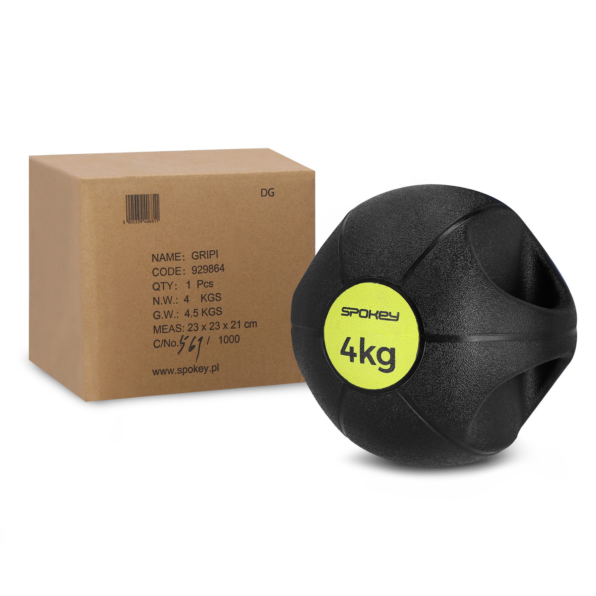 Spokey GRIPI Gewichtball 4 kg mit Handgriffen für Krafttraining Spokey GRIPI Gewichtball 4 kg mit Handgriffen für Krafttraining