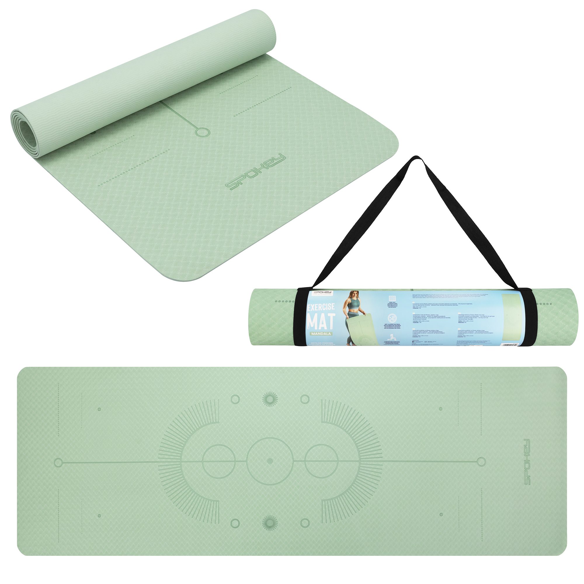 Spokey Mandala Yoga- und Fitnessmatte grün 183 x 61 cm Spokey Mandala Yoga- und Fitnessmatte grün 183 x 61 cm