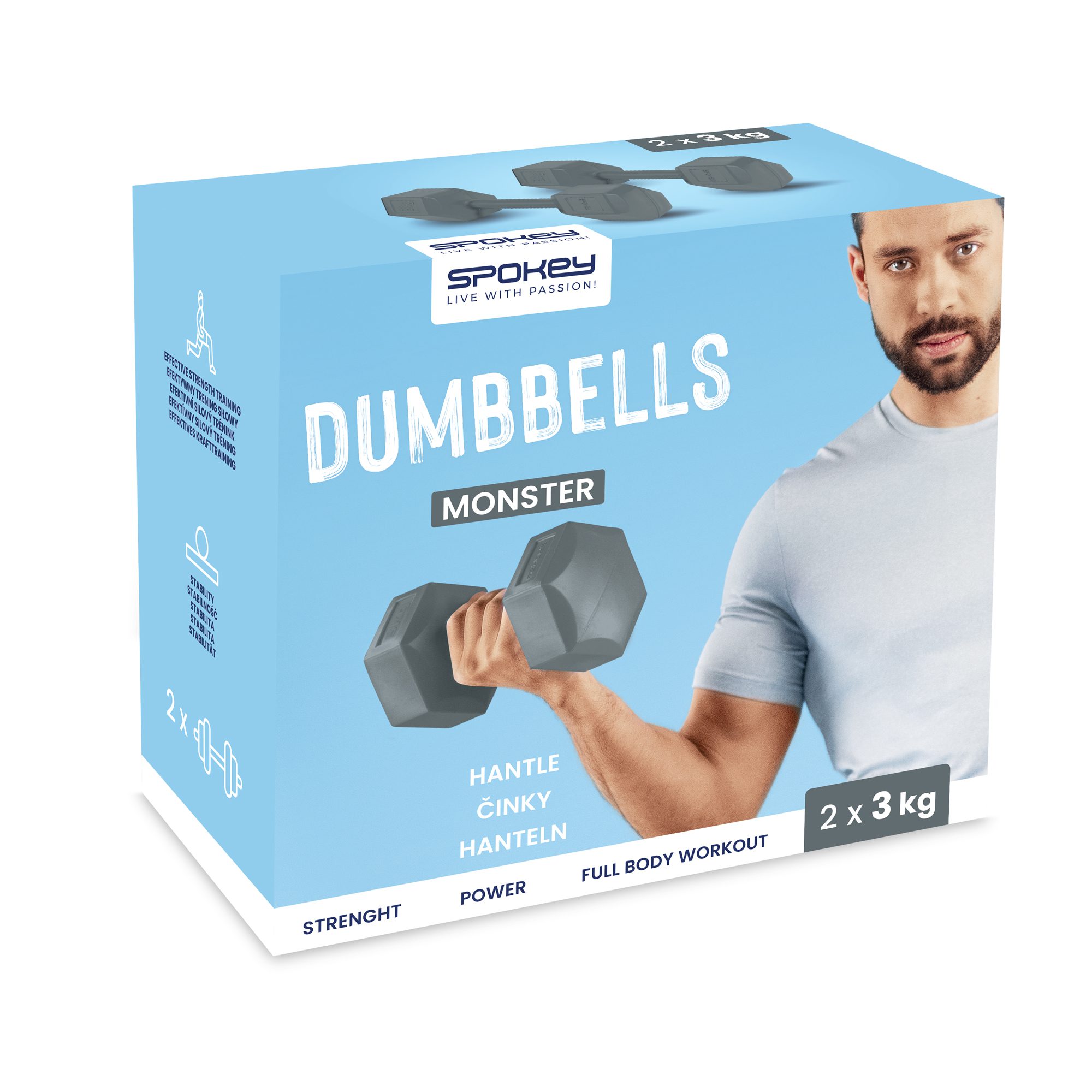 Spokey Monster hexagonales Kurzhantel-Set 2x 3 kg grau Spokey Monster hexagonales Kurzhantel-Set 2x 3 kg grau