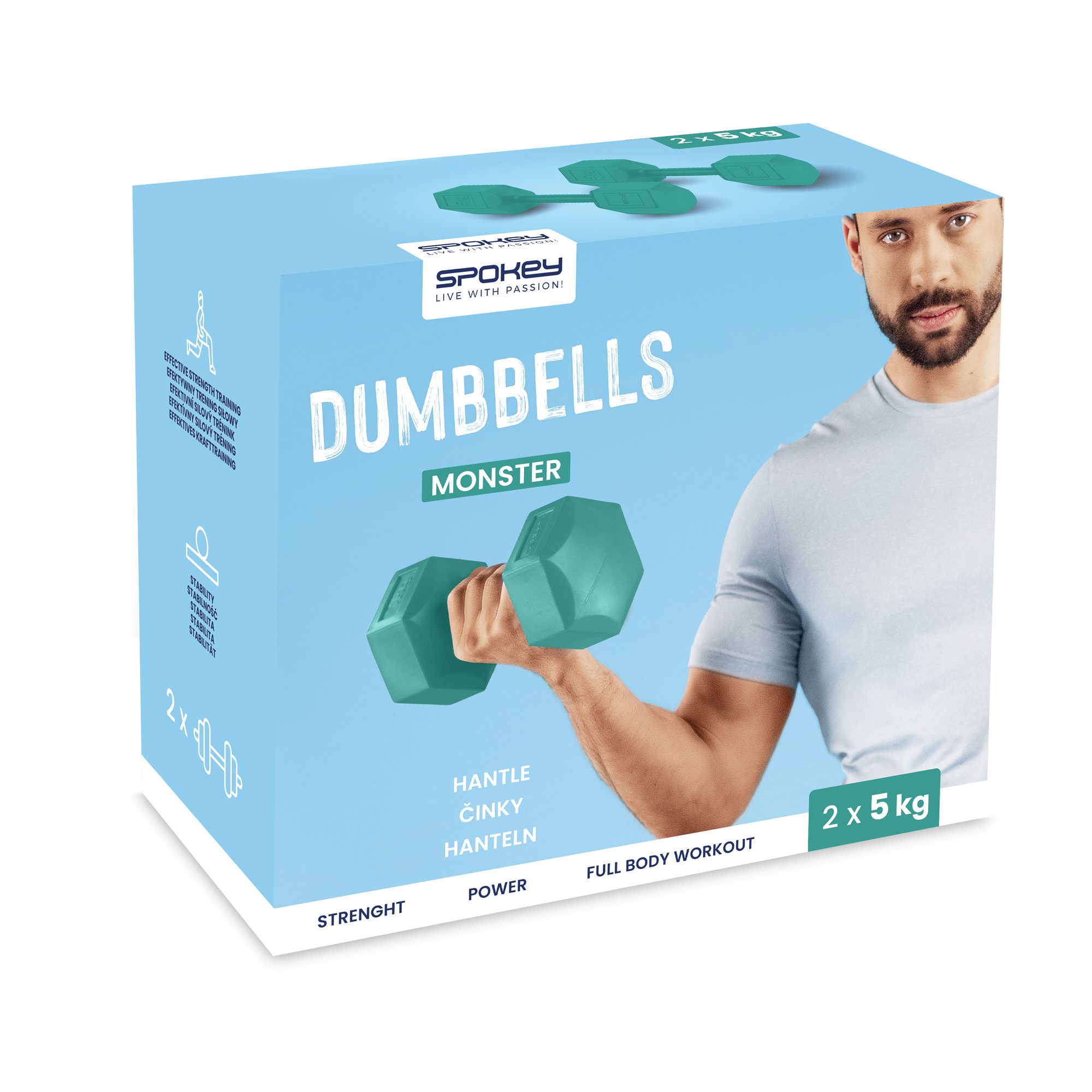 Spokey Monster hexagonales Kurzhantel-Set 2x5 kg für das Heimtraining Spokey Monster hexagonales Kurzhantel-Set 2x5 kg für das Heimtraining