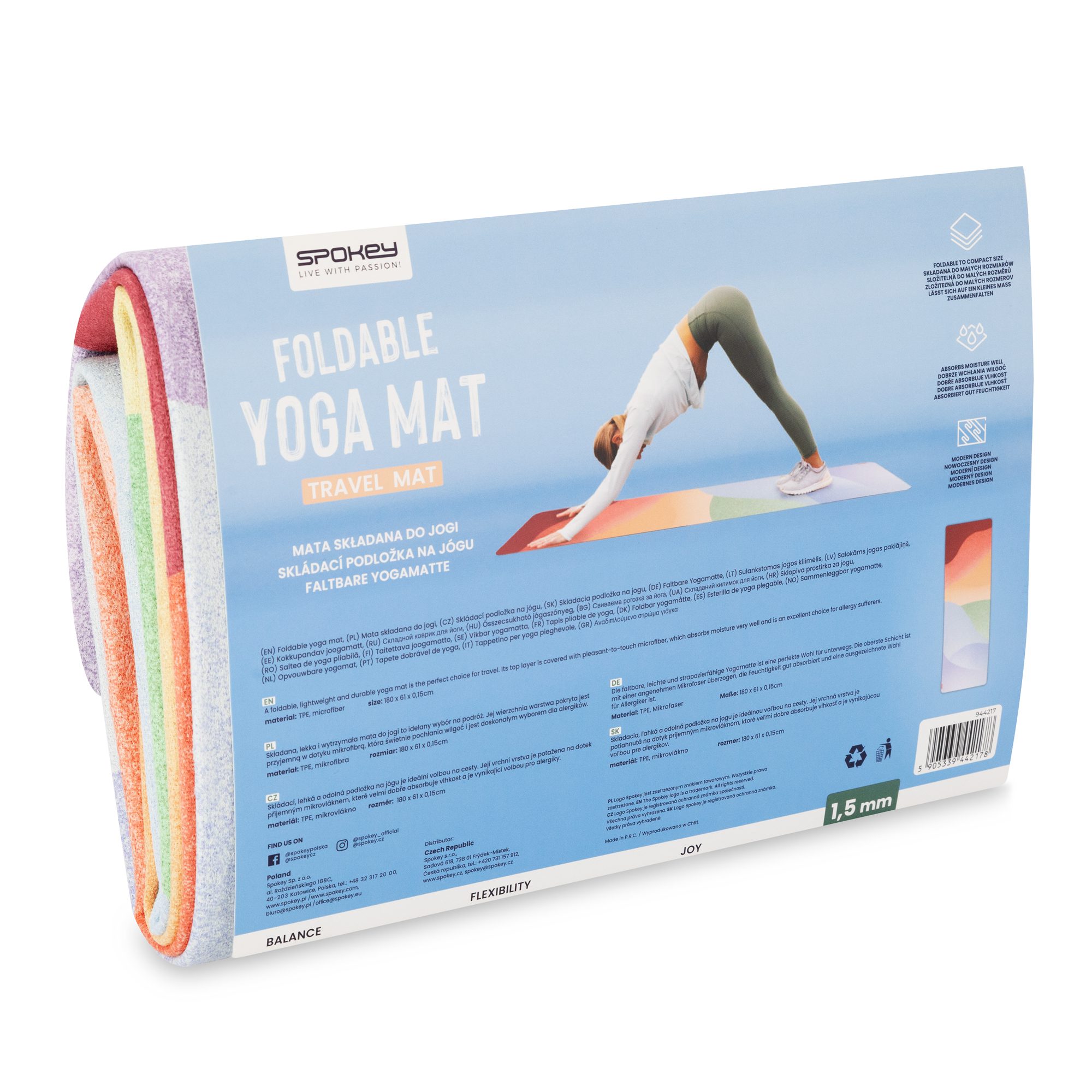 Spokey Travel Yoga Reiseyogamat 178 x 61 x 1,5 cm Multicolor Spokey Travel Yoga Reiseyogamat 178 x 61 x 1,5 cm Multicolor