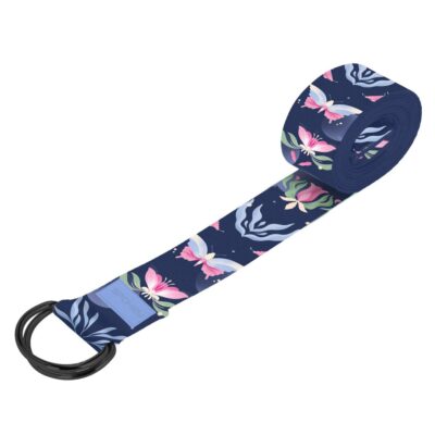 Spokey Bloom Yogagurt 240 x 3,8 cm Dunkelblau Blumenmuster