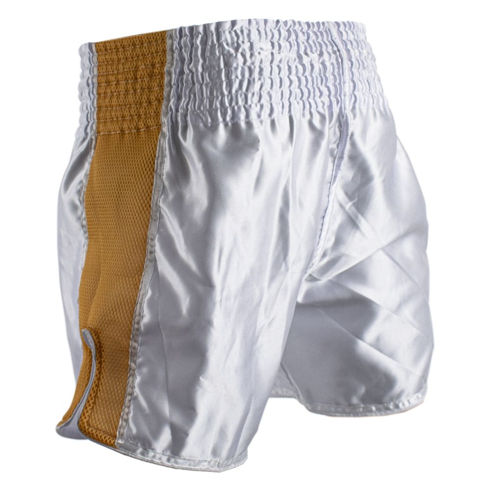 Super Pro Combat Gear Kickbox-Shorts - Thai und Kickbox-Shorts Brave - Gold / Weiß Super Pro Combat Gear Kickbox-Shorts - Thai und Kickbox-Shorts Brave - Gold / Weiß