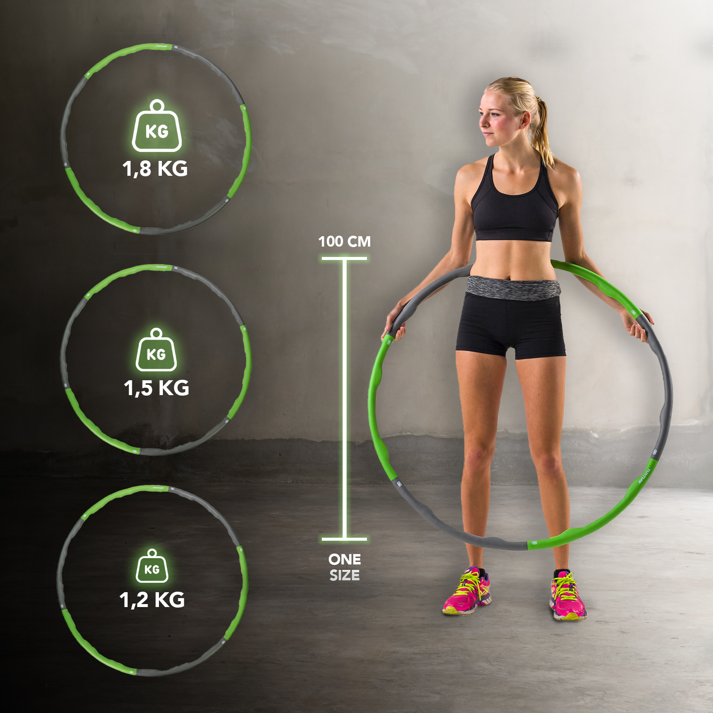 Tunturi - Hula Hoop 1,8 kg - Grün Tunturi - Hula Hoop 1,8 kg - Grün