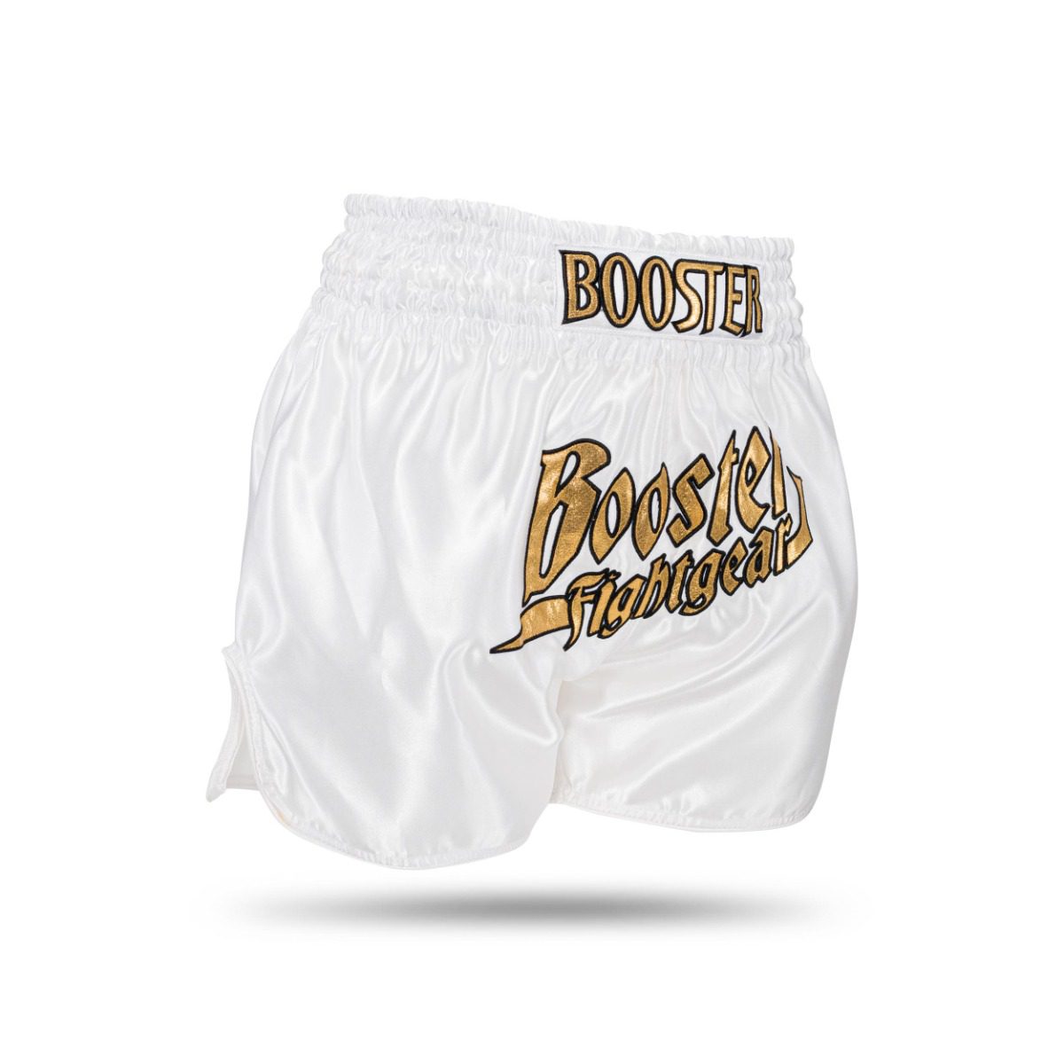 Booster Fight Gear Kickbox-Shorts Thunder Weiß Gold (TBT THUNDER WH GD) Booster Fight Gear Kickbox-Shorts Thunder Weiß Gold (TBT THUNDER WH GD)