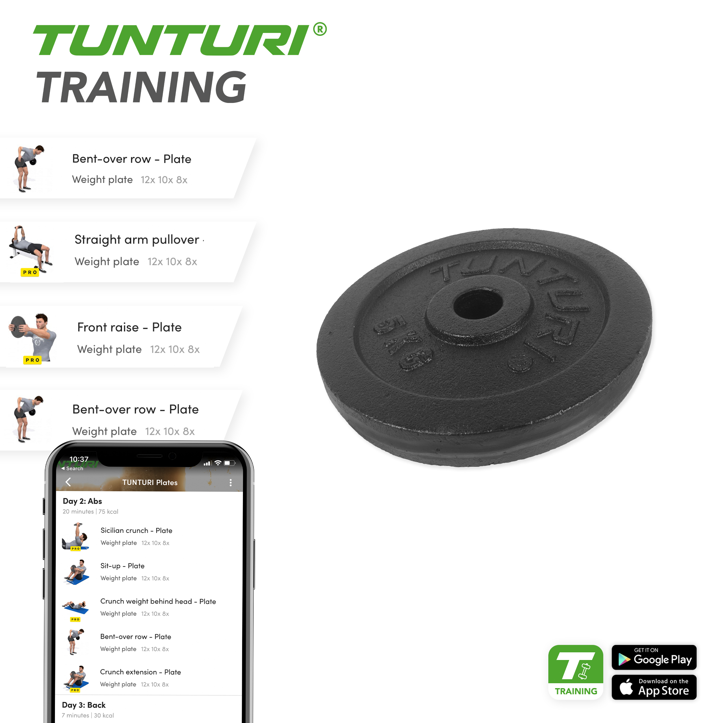 Tunturi Hantelscheibe - Plate Black 5kg - Schwarz Tunturi Hantelscheibe - Plate Black 5kg - Schwarz