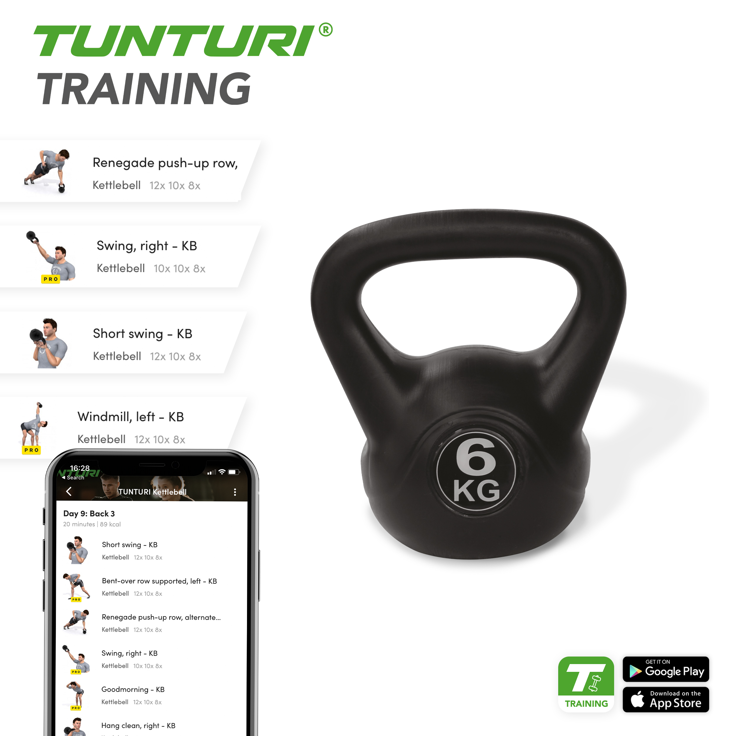 Tunturi Kettlebell - PVC Kettlebell 6kg - Schwarz Tunturi Kettlebell - PVC Kettlebell 6kg - Schwarz