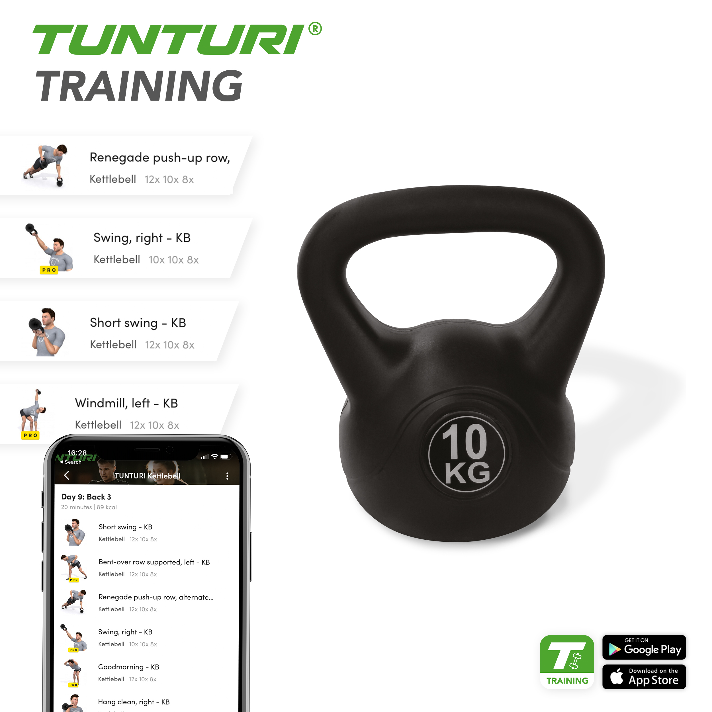 Tunturi Kettlebell - PVC Kettlebell 10kg - Schwarz Tunturi Kettlebell - PVC Kettlebell 10kg - Schwarz