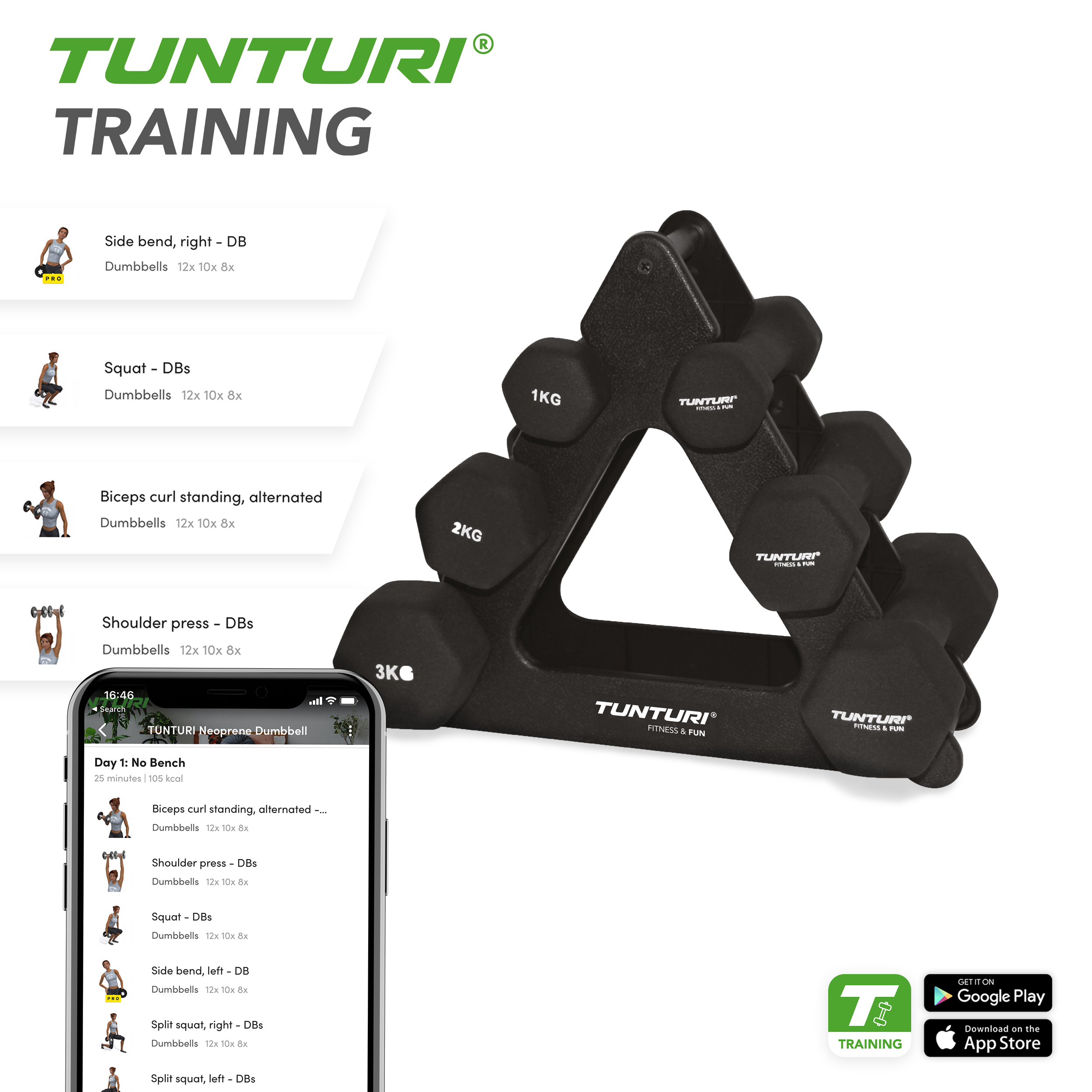 Tunturi Hantelset - Neopren-Hantelset 1 bis 3 kg - Schwarz Tunturi Hantelset - Neopren-Hantelset 1 bis 3 kg - Schwarz