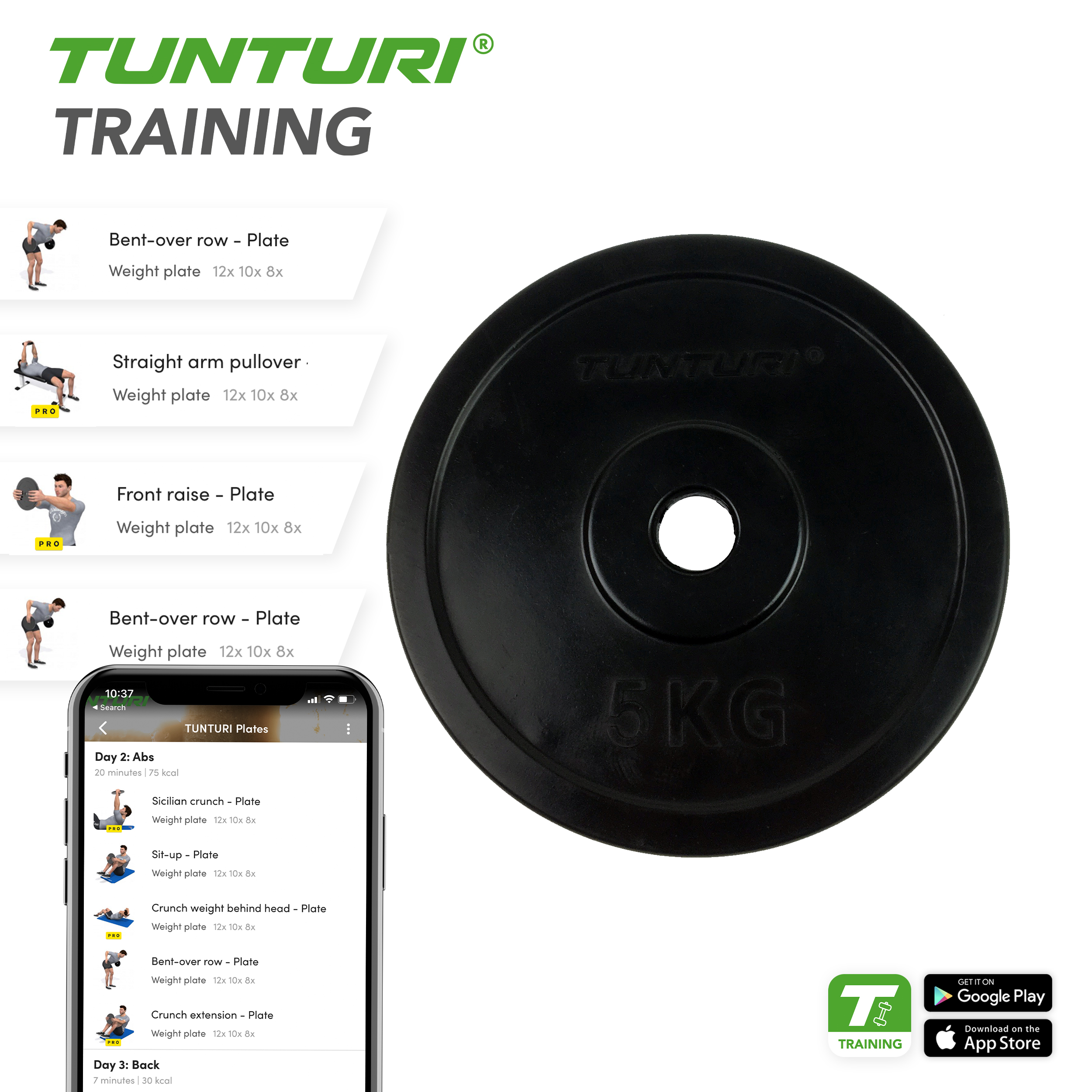 Tunturi Hantelscheibe - Rubber Plate Single 5kg - Schwarz Tunturi Hantelscheibe - Rubber Plate Single 5kg - Schwarz