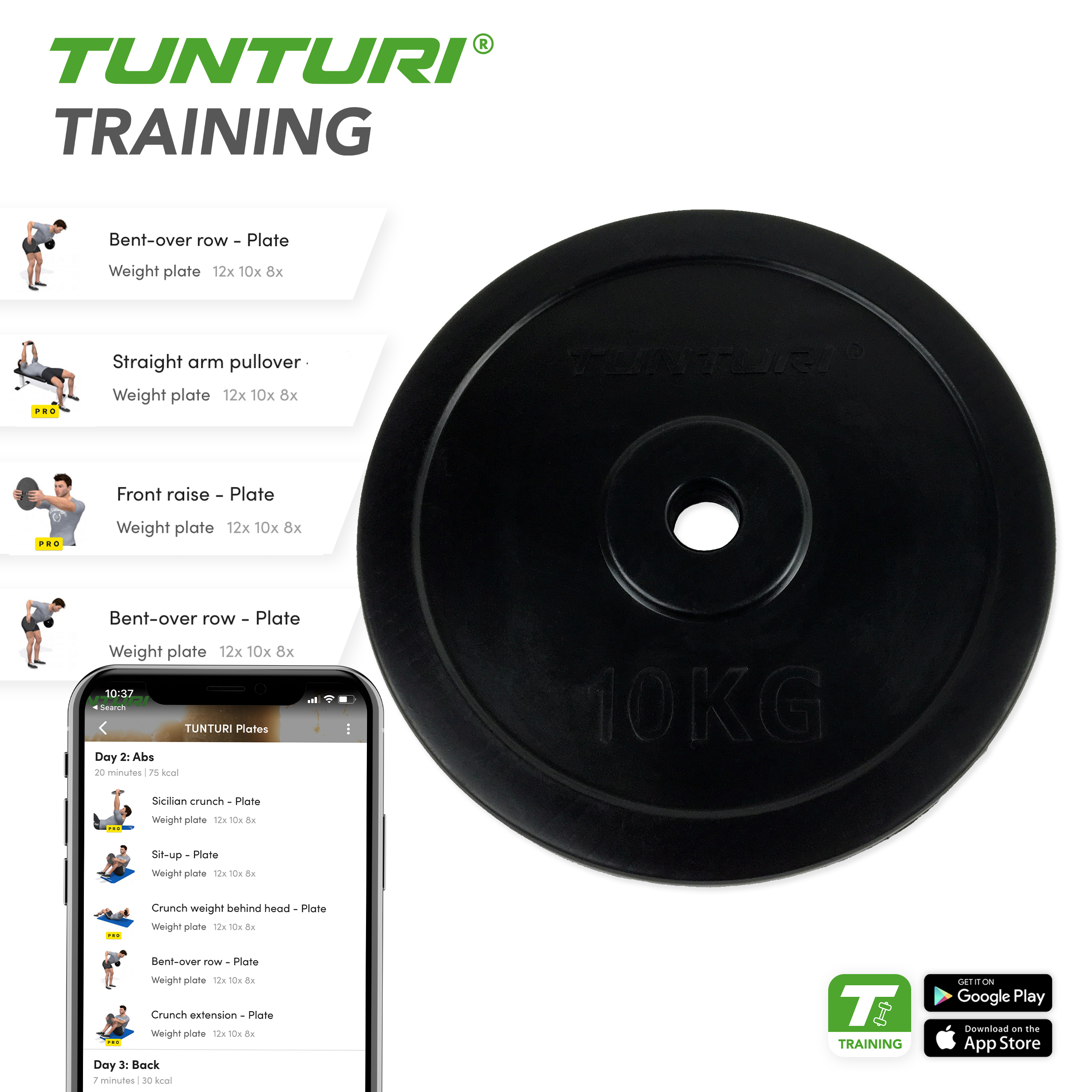 Tunturi Hantelscheibe - Rubber Plate Single 10kg - Schwarz Tunturi Hantelscheibe - Rubber Plate Single 10kg - Schwarz