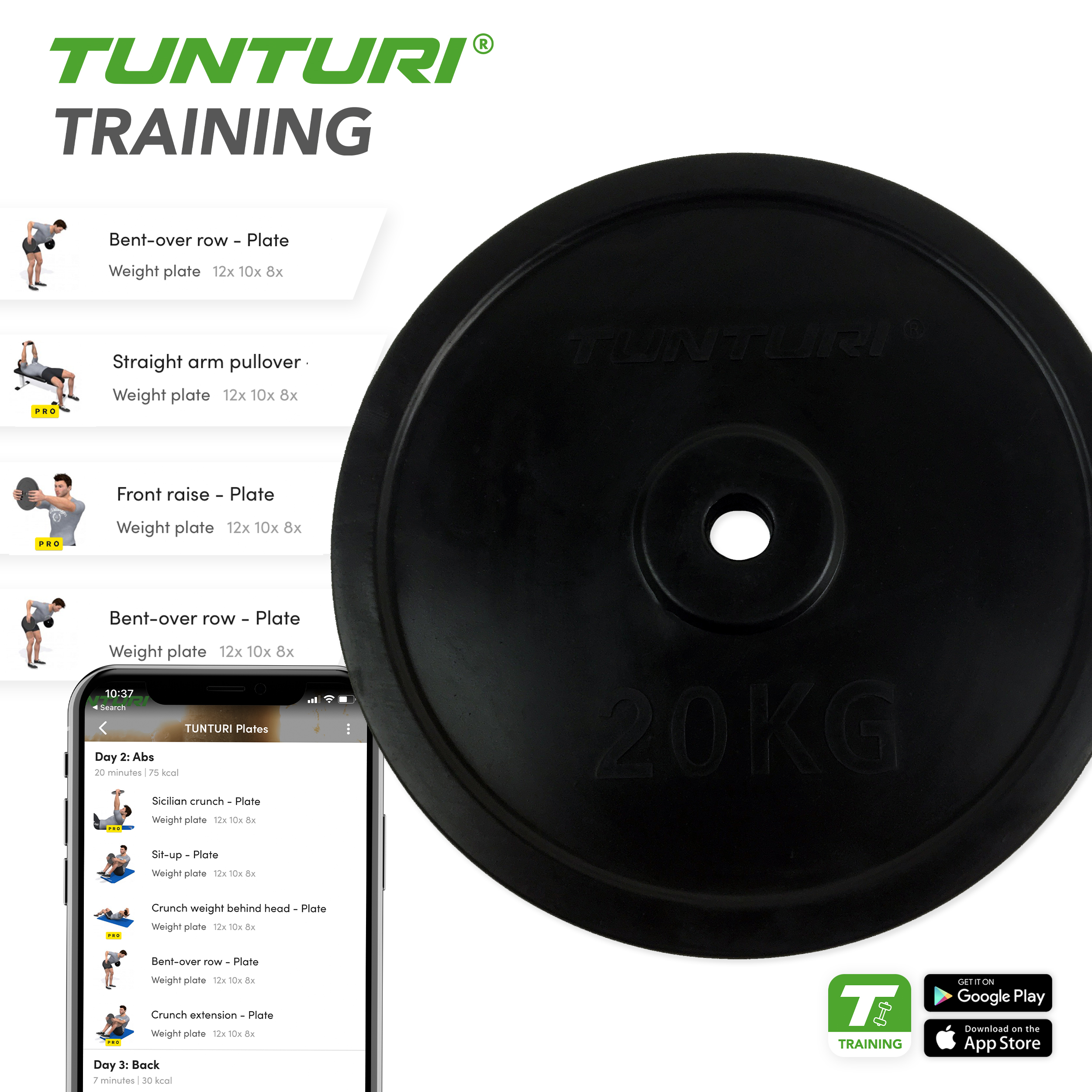 Tunturi Hantelscheibe - Rubber Plate Single 20kg - Schwarz Tunturi Hantelscheibe - Rubber Plate Single 20kg - Schwarz