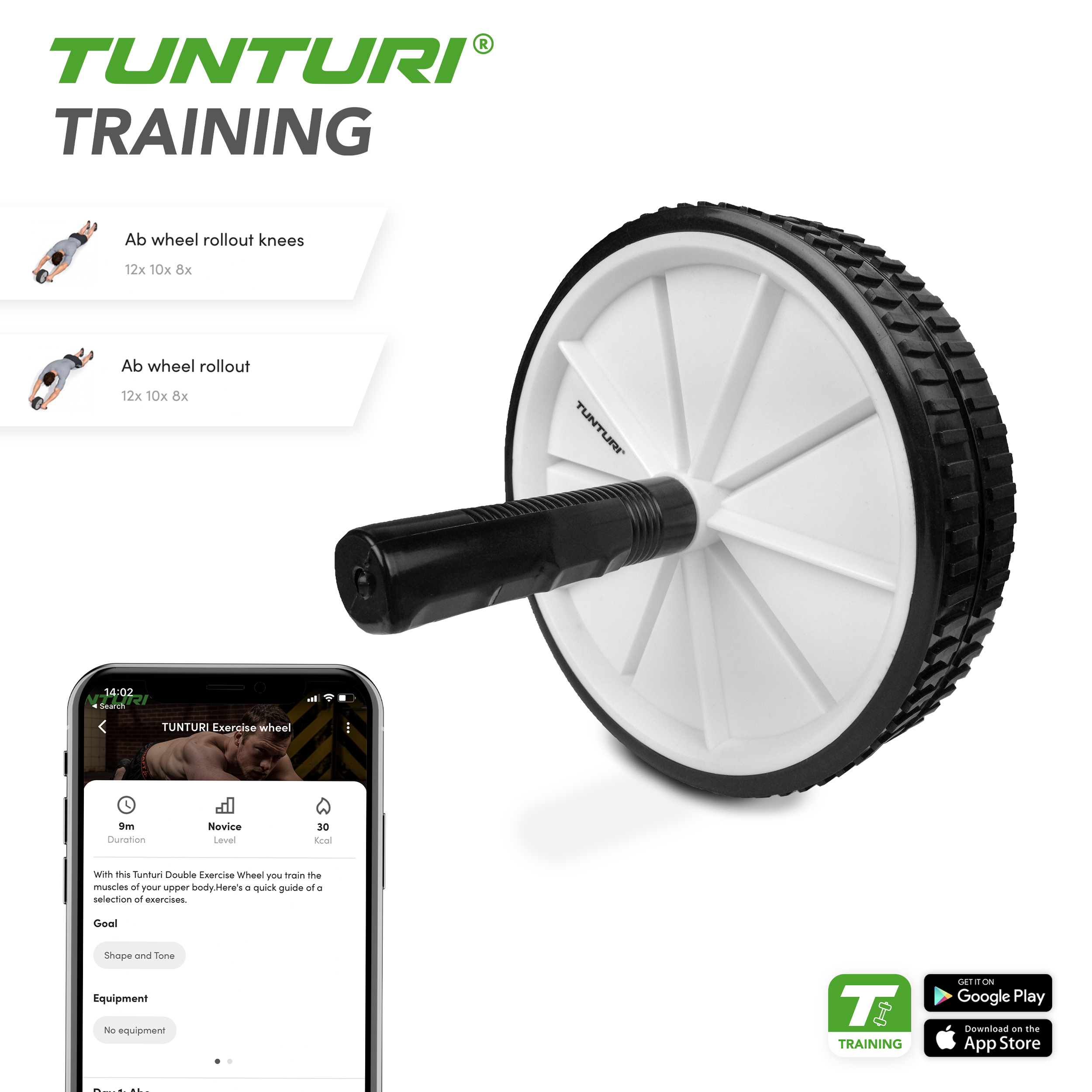 Tunturi Bauchroller - Double Exercise Wheel - Schwarz Tunturi Bauchroller - Double Exercise Wheel - Schwarz
