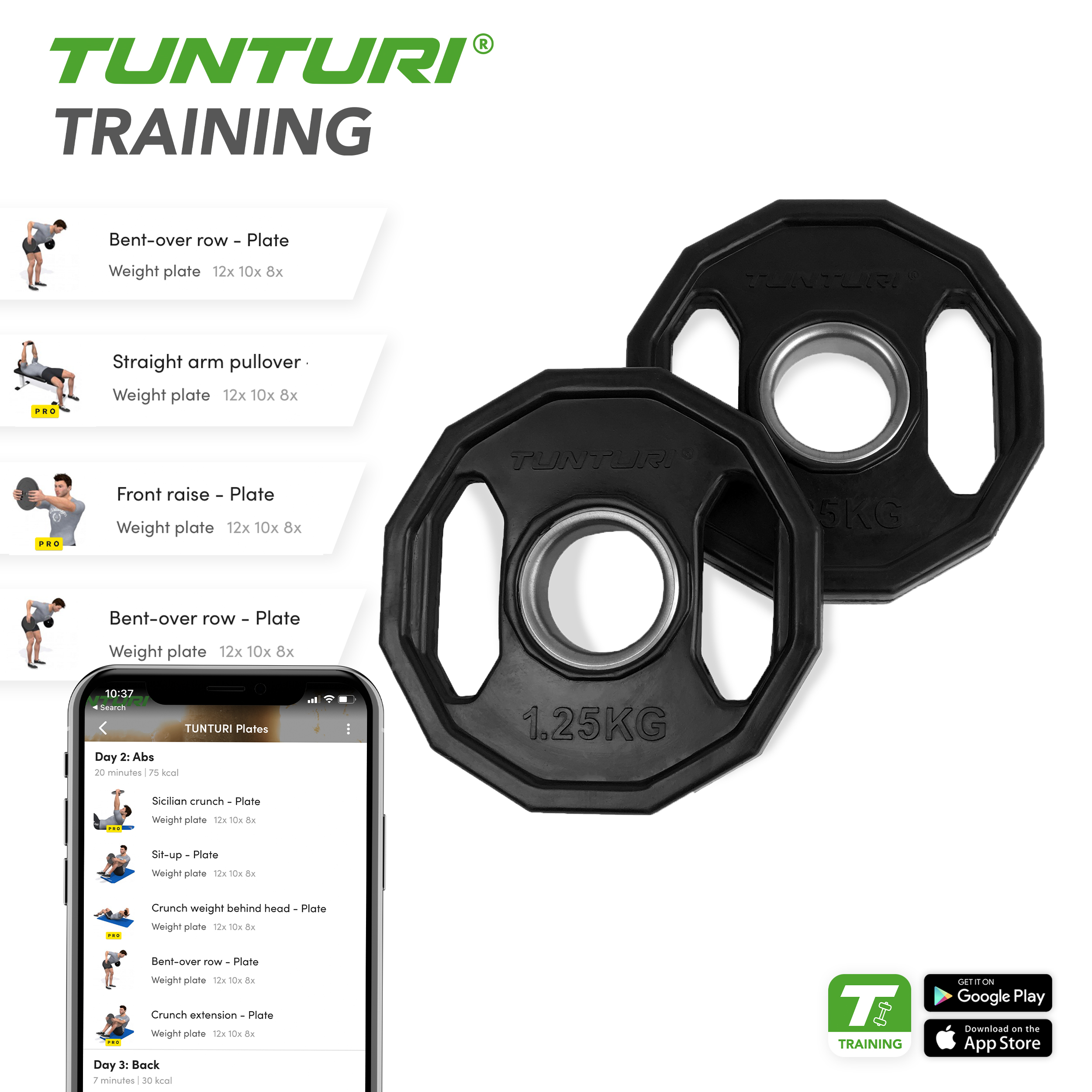 Tunturi Hantelscheibe - Olympic Rubber Plates 1,25kg - Schwarz Tunturi Hantelscheibe - Olympic Rubber Plates 1,25kg - Schwarz