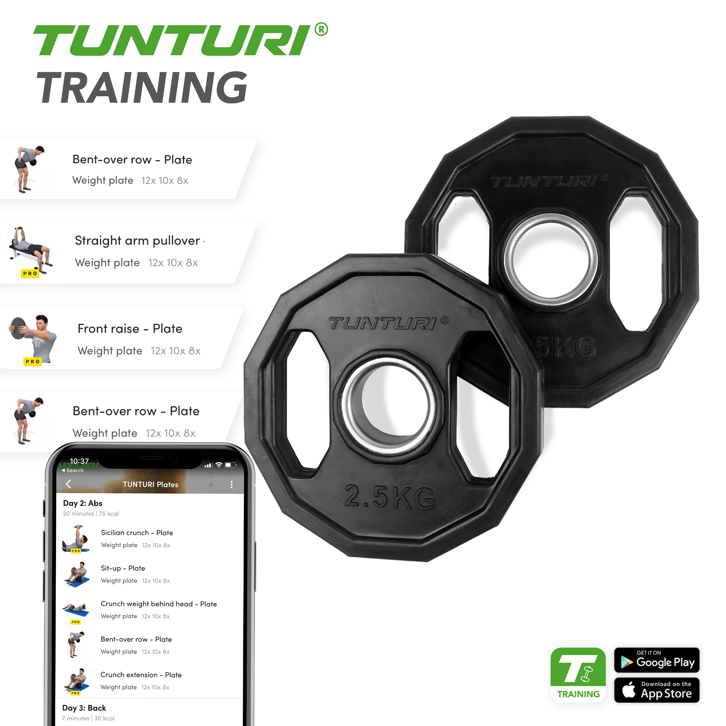 Tunturi Hantelscheibe - Olympic Rubber Plates 2.5kg - Schwarz Tunturi Hantelscheibe - Olympic Rubber Plates 2.5kg - Schwarz