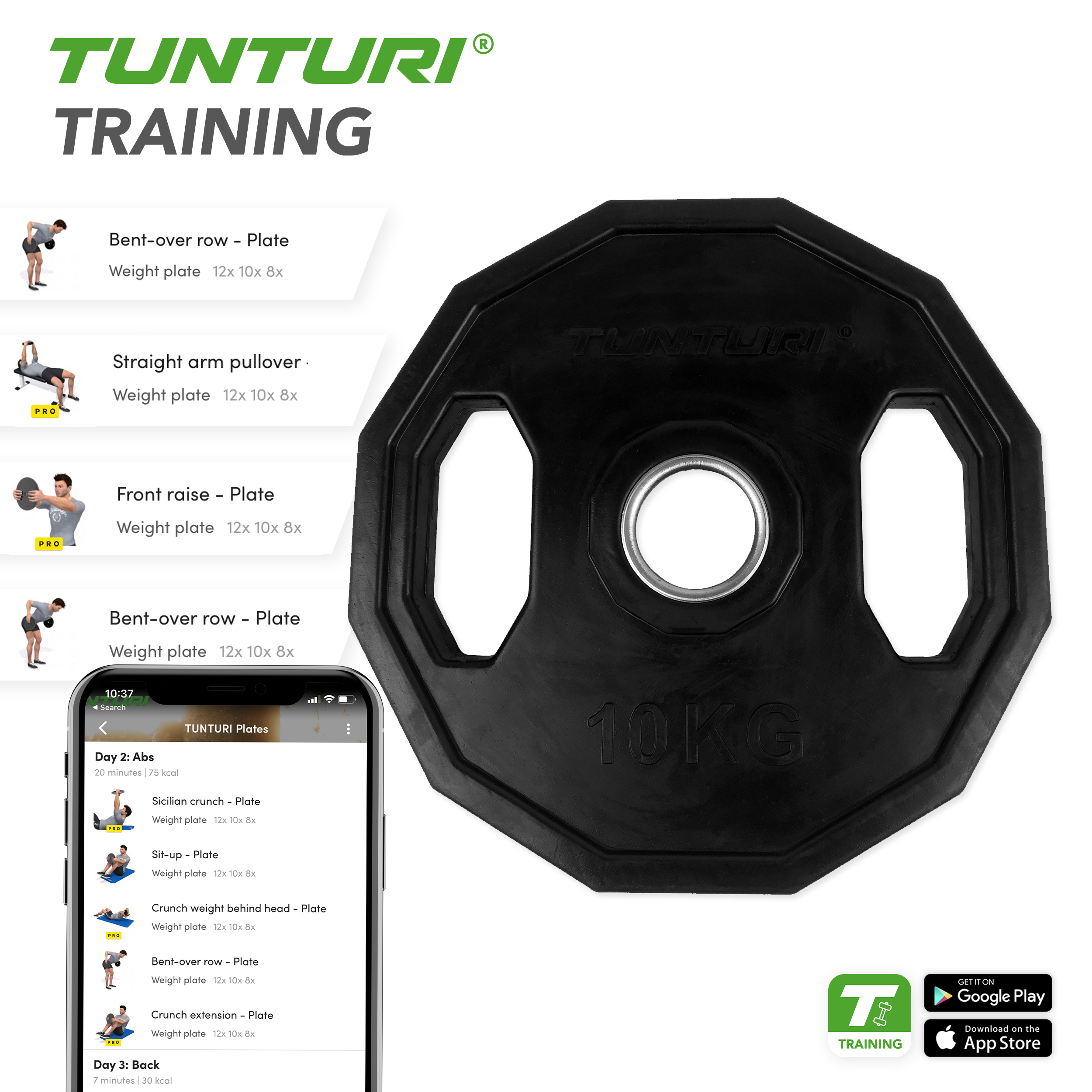 Tunturi Hantelscheibe - Olympic Rubber Plate 10kg - Schwarz Tunturi Hantelscheibe - Olympic Rubber Plate 10kg - Schwarz