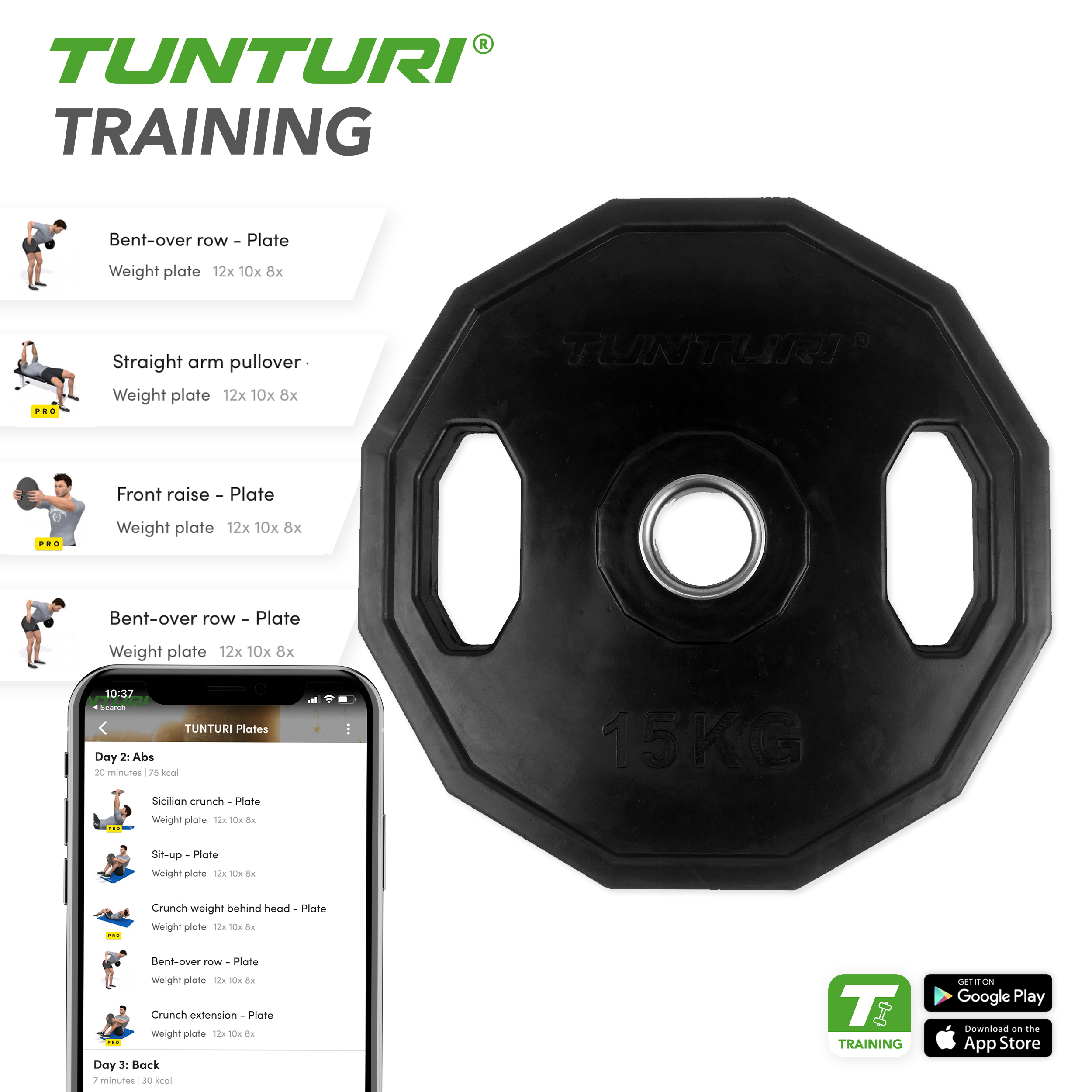 Tunturi Hantelscheibe - Olympic Rubber Plate 15kg - Schwarz Tunturi Hantelscheibe - Olympic Rubber Plate 15kg - Schwarz