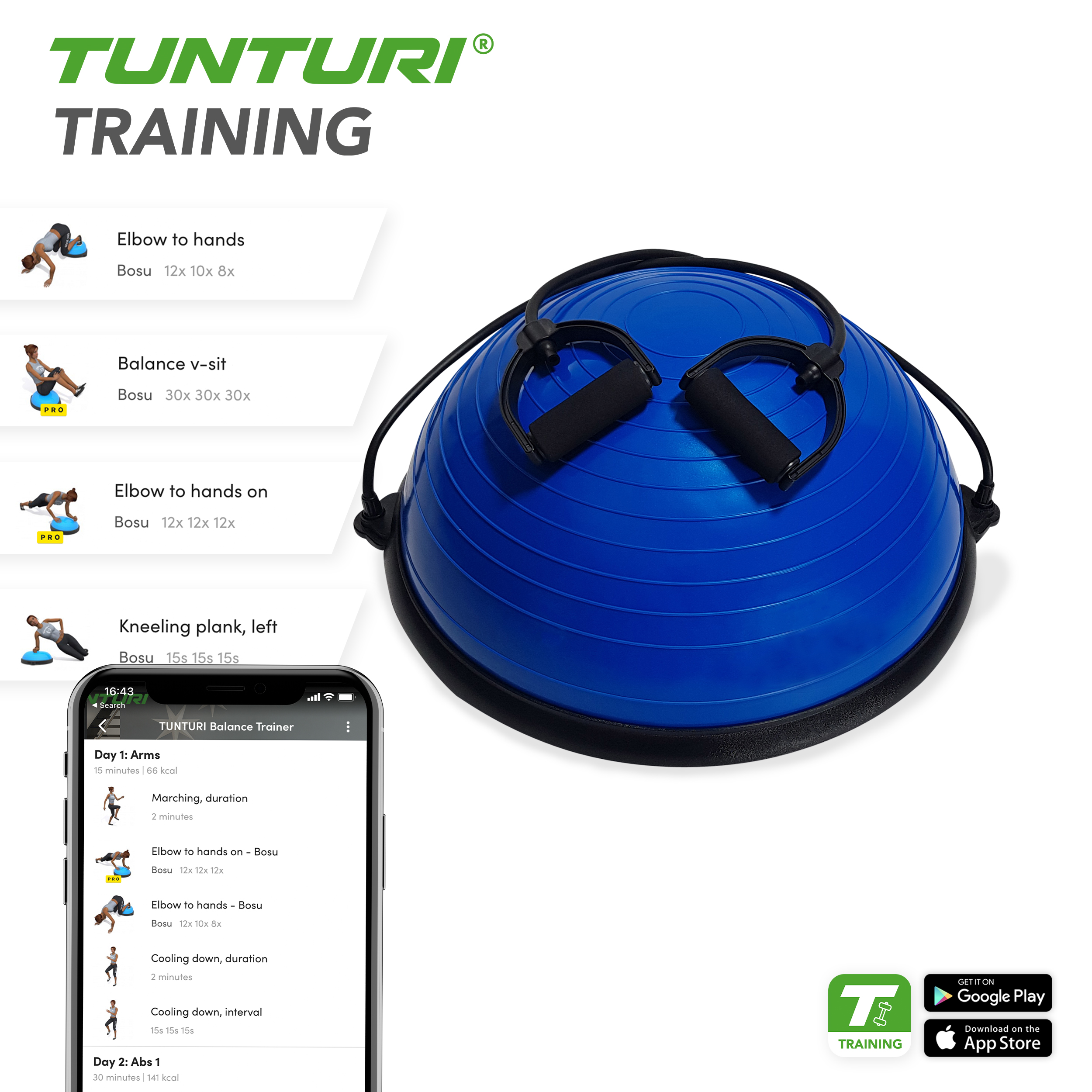 Tunturi - Balance Trainer inkl. Tubings - Blau Tunturi - Balance Trainer inkl. Tubings - Blau