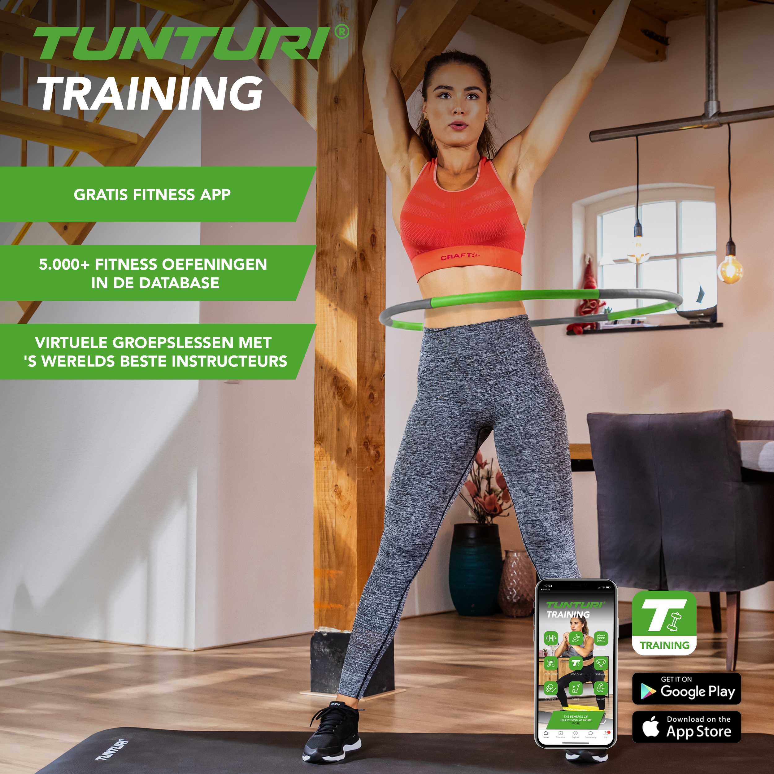 Tunturi Hula-Hoop - Fitness Hula-Hoop 1,2 kg - Grün/Grau Tunturi Hula-Hoop - Fitness Hula-Hoop 1,2 kg - Grün/Grau