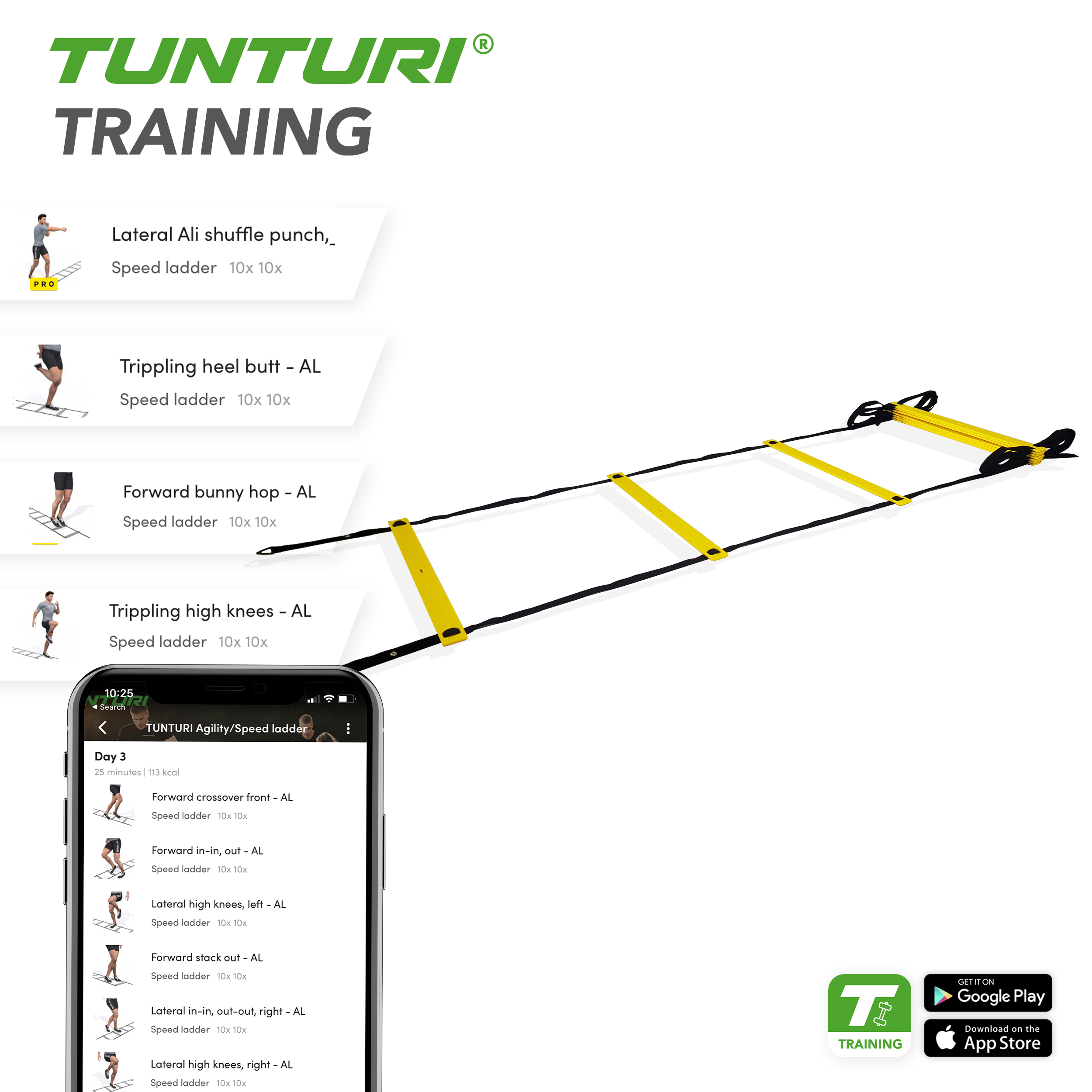 Tunturi - Agility-Leiter 4.5m - Schwarz / Gelb Tunturi - Agility-Leiter 4.5m - Schwarz / Gelb