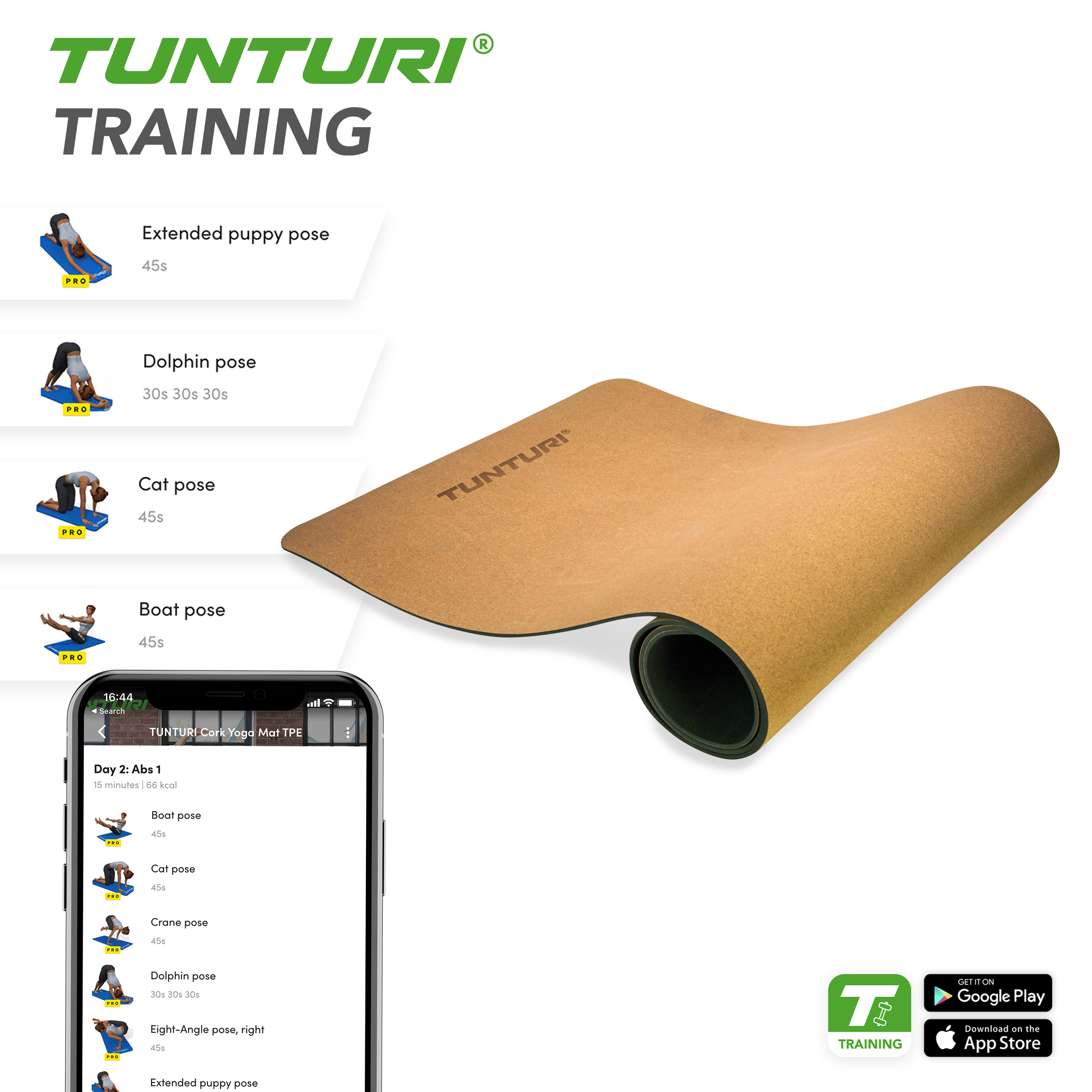 Tunturi Yoga-Matte - Kork-TPE-Yogamatte 183 cm - Anthrazit Tunturi Yoga-Matte - Kork-TPE-Yogamatte 183 cm - Anthrazit