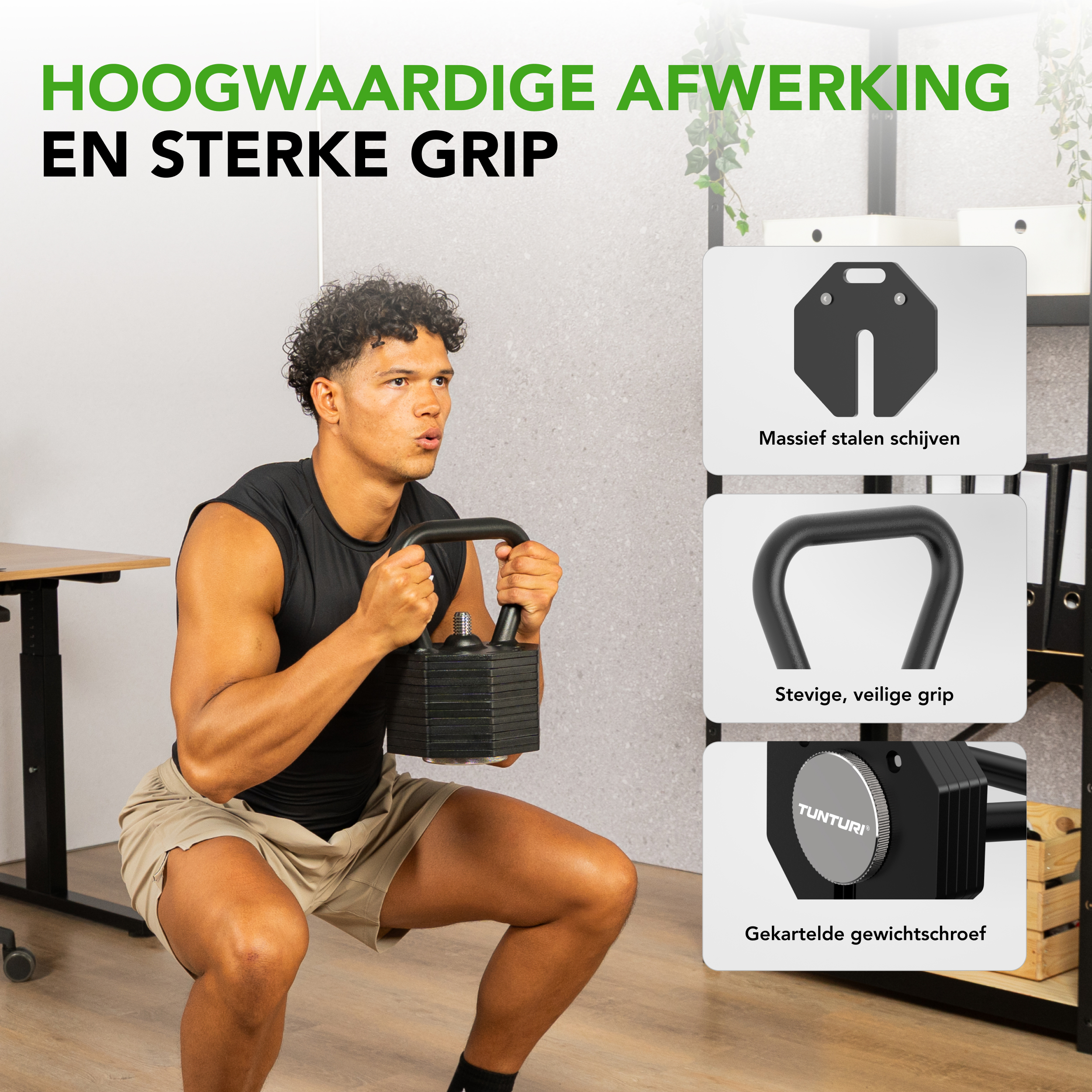 Tunturi Kettlebell - Rapid Verstellbares Kettlebell-Set 19,5kg - Schwarz Tunturi Kettlebell - Rapid Verstellbares Kettlebell-Set 19,5kg - Schwarz