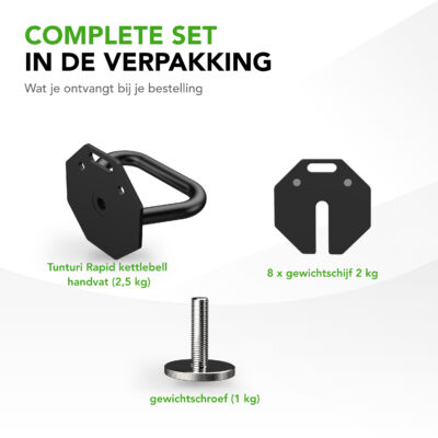 Tunturi Kettlebell - Rapid Verstellbares Kettlebell-Set 19,5kg - Schwarz