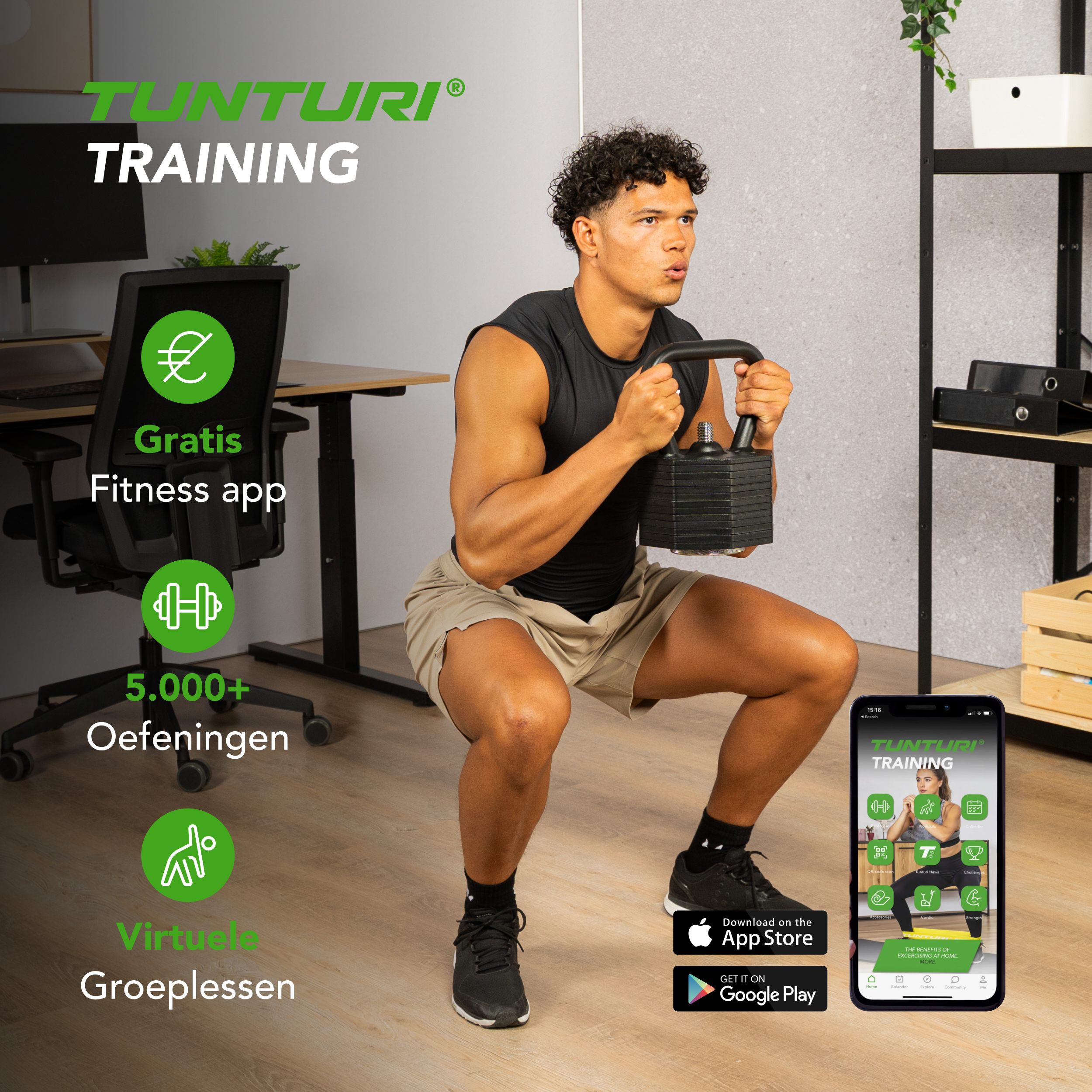 Tunturi Kettlebell - Rapid Verstellbares Kettlebell-Set 19,5kg - Schwarz Tunturi Kettlebell - Rapid Verstellbares Kettlebell-Set 19,5kg - Schwarz