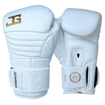 Joya Falcon Kickboxhandschuhe Weiß Gold Leder Joya Falcon Kickboxhandschuhe Weiß Gold Leder