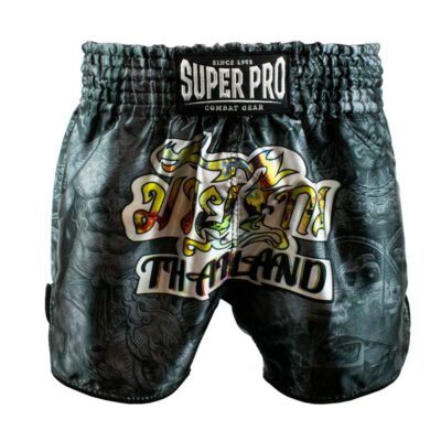 Super Pro Combat Gear Muay-Thai-Shorts - Pattaya Made In Thailand - Schwarz / Gelb