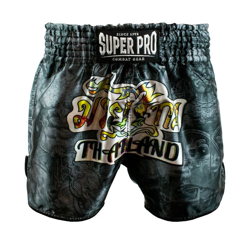 Super Pro Combat Gear Muay-Thai-Shorts - Pattaya Made In Thailand - Schwarz / Gelb Super Pro Combat Gear Muay-Thai-Shorts - Pattaya Made In Thailand - Schwarz / Gelb