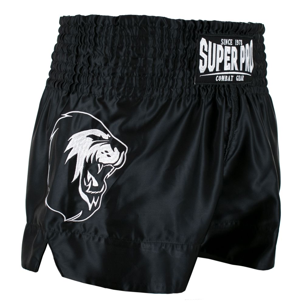 Super Pro Combat Gear Kickbox-Shorts - Thai- und Kickbox-Shorts Hero - Schwarz / Weiß Super Pro Combat Gear Kickbox-Shorts - Thai- und Kickbox-Shorts Hero - Schwarz / Weiß