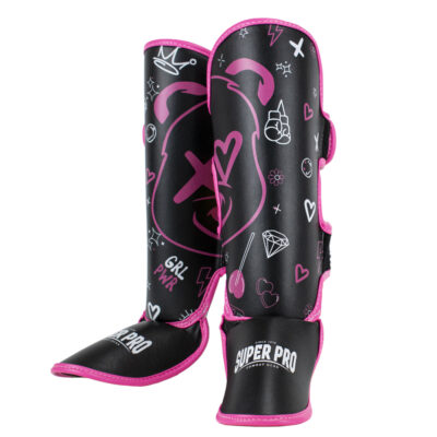 Super Pro Combat Gear Schienbein- und Spannschutz - Kinder Bear - Rosa / Schwarz / Weiß Super Pro Combat Gear Schienbein- und Spannschutz - Kinder Bear - Rosa / Schwarz / Weiß