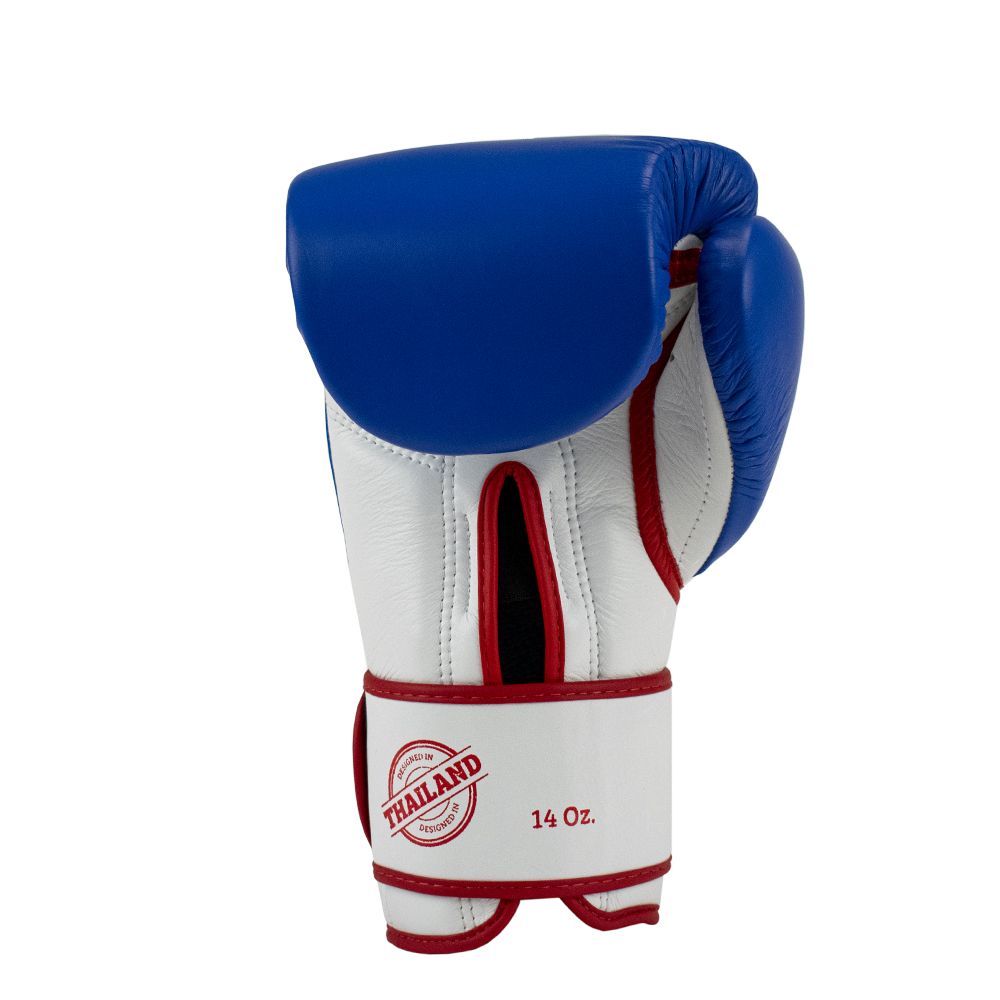 Super Pro Combat Gear Boxhandschuhe - Leder Thai Gloves Stripes - Rot / Blau / Weiß Super Pro Combat Gear Boxhandschuhe - Leder Thai Gloves Stripes - Rot / Blau / Weiß