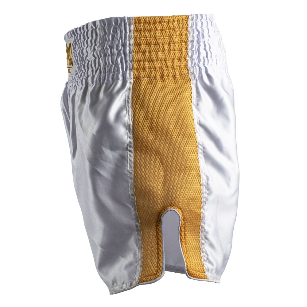 Super Pro Combat Gear Kickbox-Shorts - Thai und Kickbox-Shorts Brave - Gold / Weiß Super Pro Combat Gear Kickbox-Shorts - Thai und Kickbox-Shorts Brave - Gold / Weiß