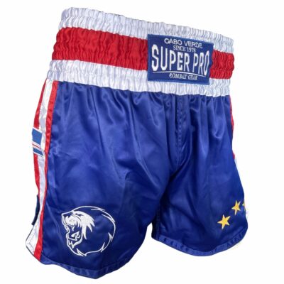 Super Pro Combat Gear Muay-Thai-Shorts - Nations Cabo Verde - Blau / Rot / Weiß Super Pro Combat Gear Muay-Thai-Shorts - Nations Cabo Verde - Blau / Rot / Weiß