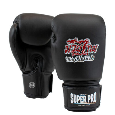 Super Pro Combat Gear Boxhandschuhe - Muay-Thai-Handschuhe Leder Pattaya - Rot / Schwarz