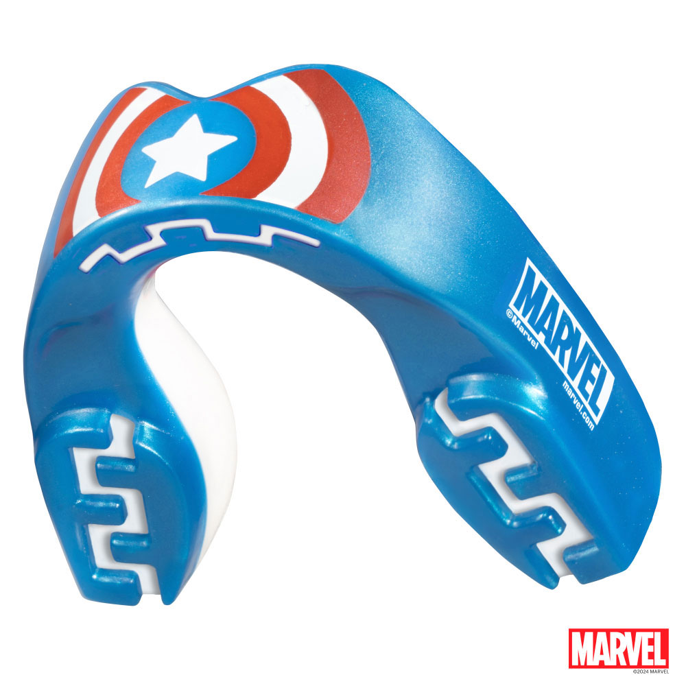 SAFEJAWZ Mund- und Zahnschutz - Extro Marvel Captain America - Blau / Weiß