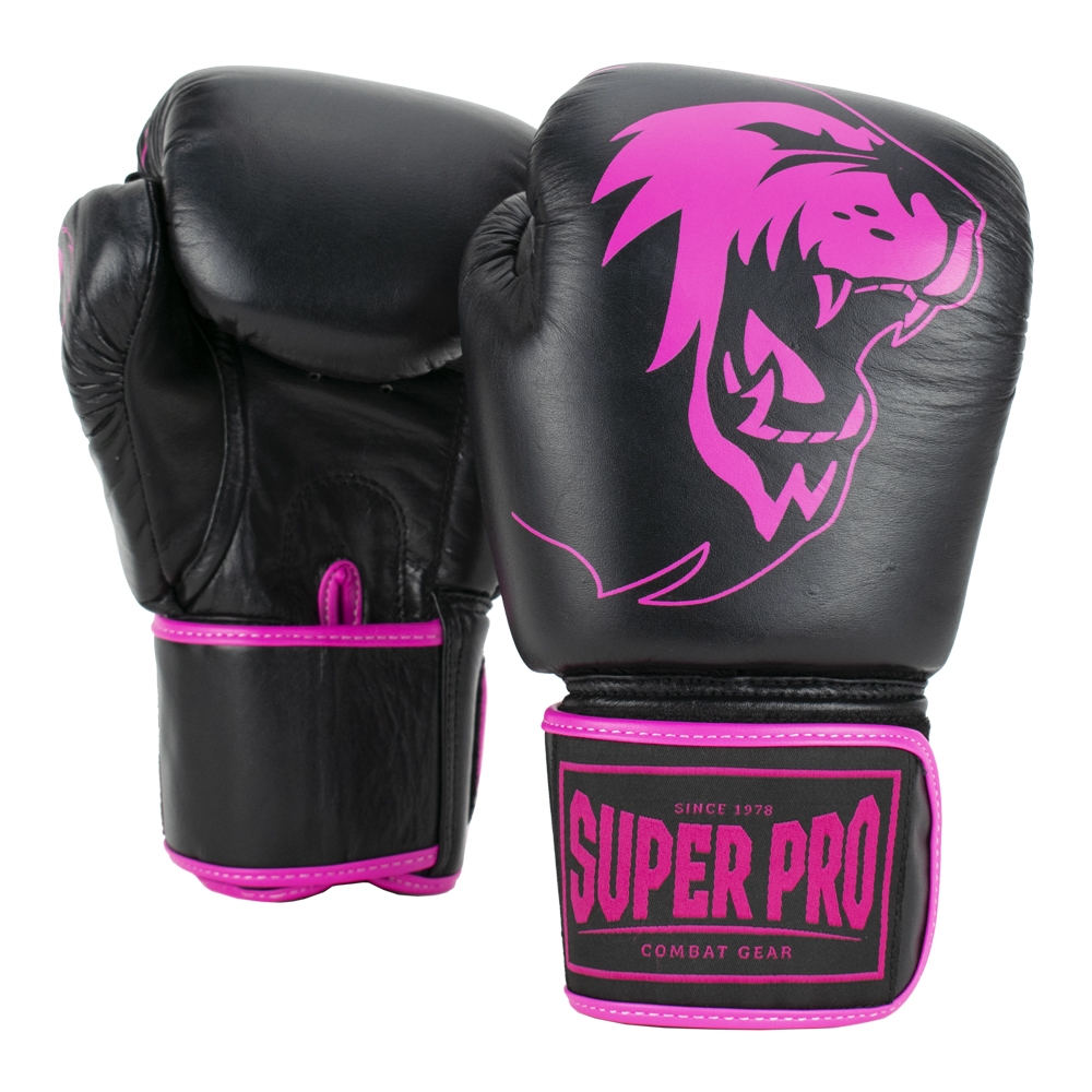 Super Pro Combat Gear Boxhandschuhe - Warrior Leder - Rosa / Schwarz