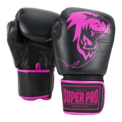 Super Pro Combat Gear Boxhandschuhe - Warrior Leder - Rosa / Schwarz Super Pro Combat Gear Boxhandschuhe - Warrior Leder - Rosa / Schwarz